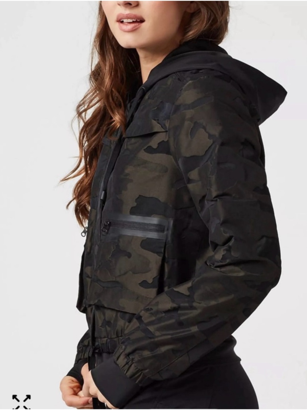blanc noir Olive Camo Hooded Bomber Jacket